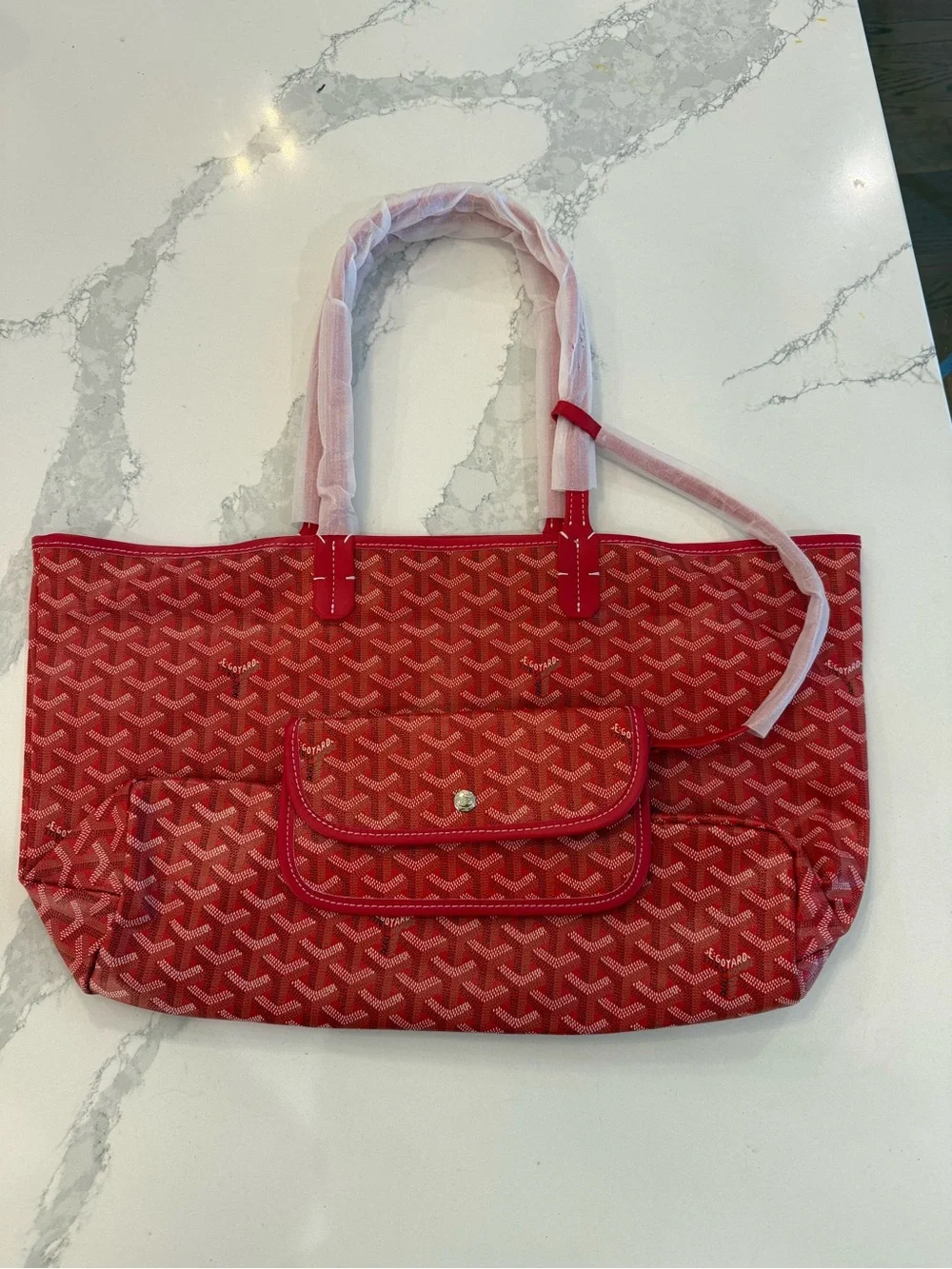 Canal street inspired red tote with matching pouch